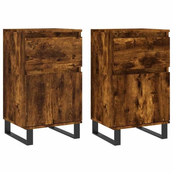 Maison Exclusive - Buffeter 2 stk røgfyldt eg 40x35x70 cm ingeniørtræ