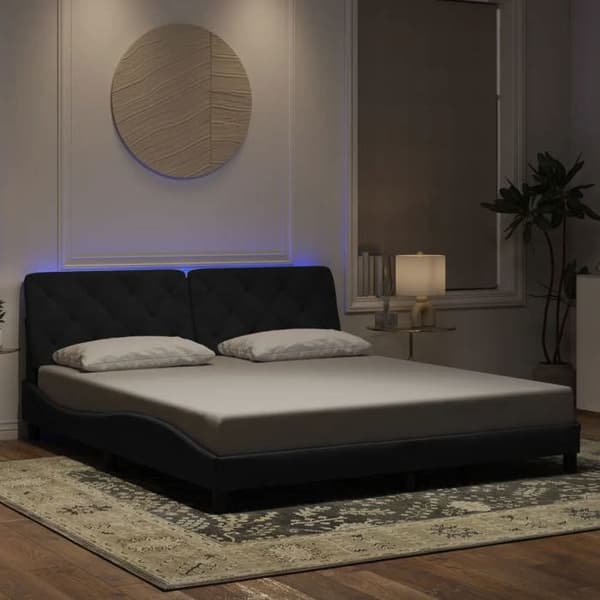 Maison Exclusive - Sengestel med LED uden madras sort 180x200 cm fløjl