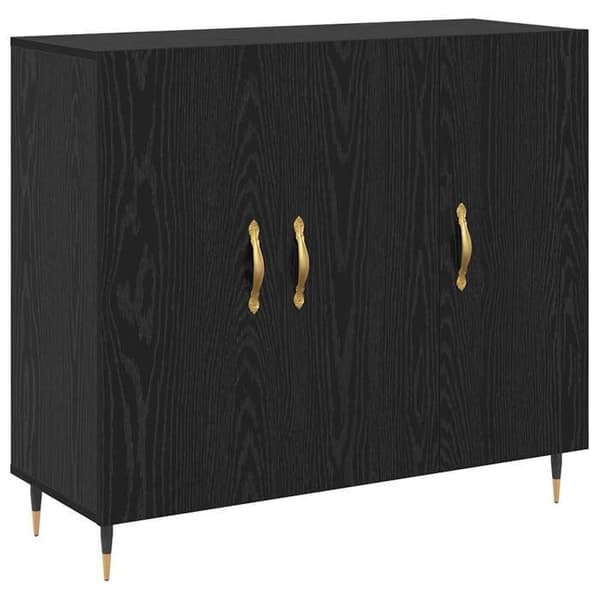 Maison Exclusive - Buffet Sort egetræ 90 x 34 x 80 cm Ingeniørtræ svart ek