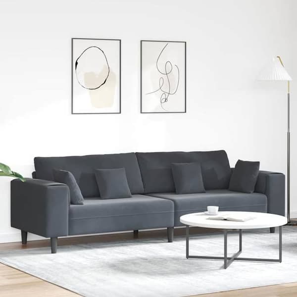 Divaani - MAISON EXCLUSIVE - 250 x 77 x 76 cm - Tummanharmaa sametti - Jousityyny - Vanerikehys Mörkgrå