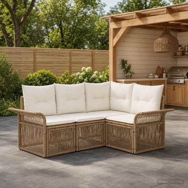 Maison Exclusive - 4 osan beige polyrottinkinen puutarhakalustesetti beige