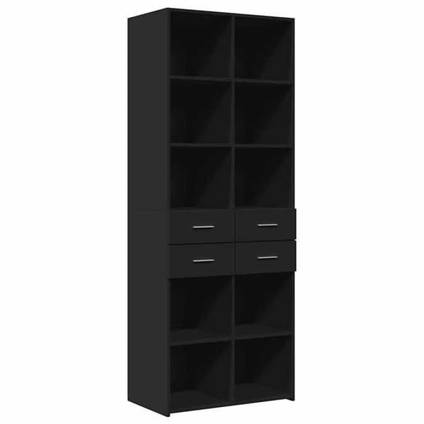 Maison Exclusive - Sort høj buffet 70x42,5x185 cm ingeniørtræ