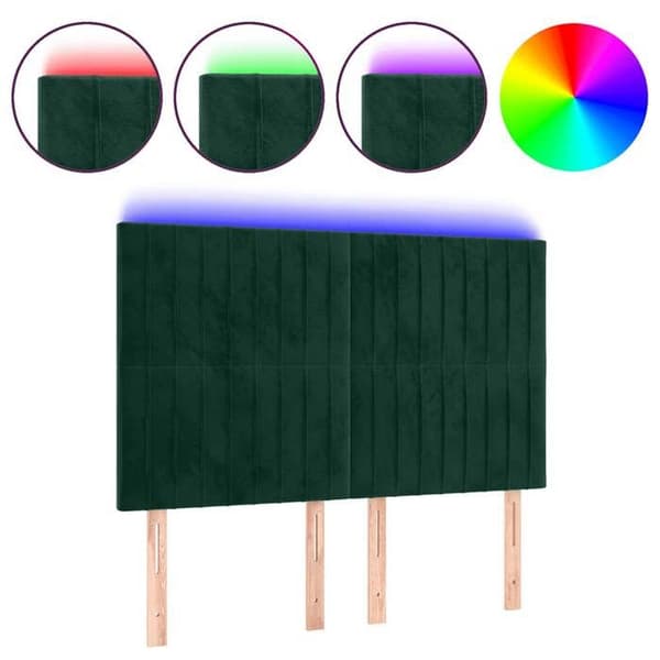 Maison Exclusive - LED-päätylevy Tummanvihreä 144x5x118/128 cm Sametti Mörkgrön