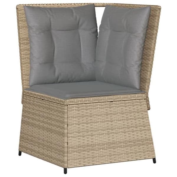 Maison Exclusive - Trädgårdsmöbler med kuddar 5 delar beige flätad resin