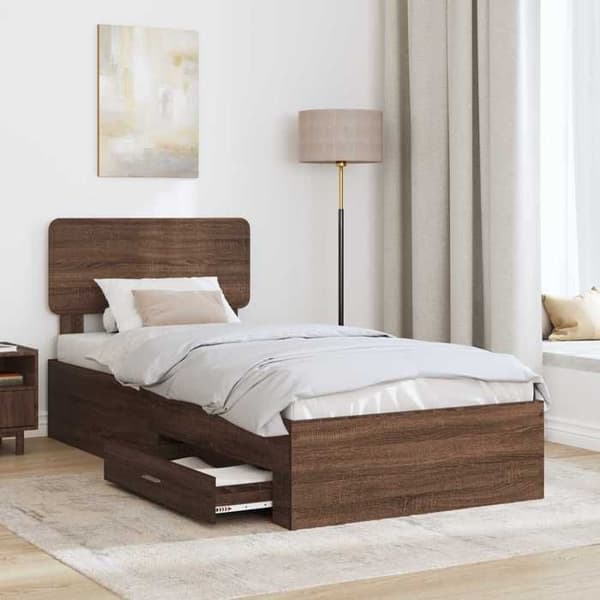 Maison Exclusive - Sängram i mörk ek 75 x 190 cm Ingenjörsträ