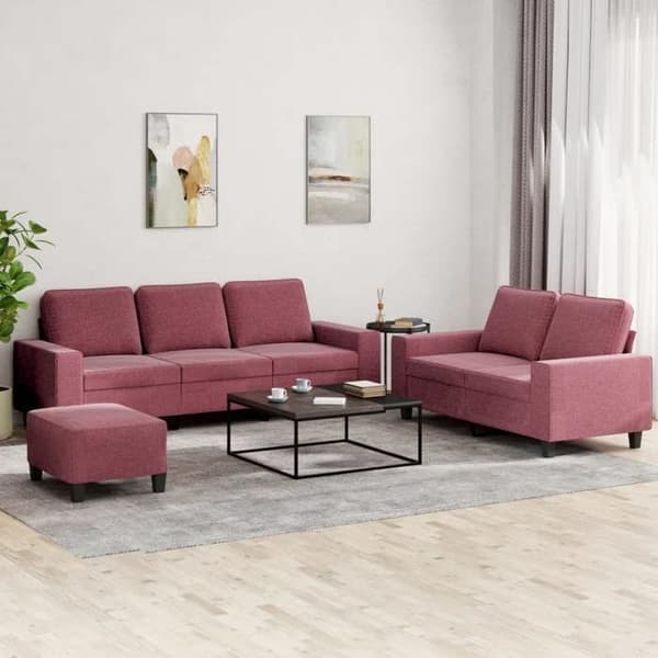 Maison Exclusive - 3-delars soffgrupp i bordeaux tyg