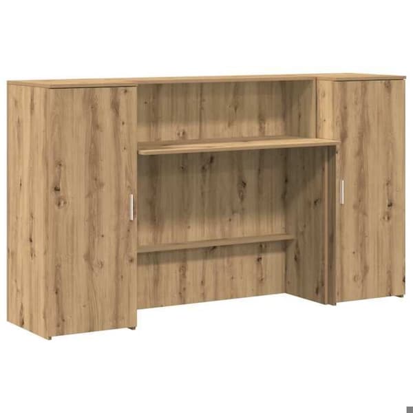 Maison Exclusive - Reception desk i håndlavet egetræ 180x50x103,5cm ingeniørtræ