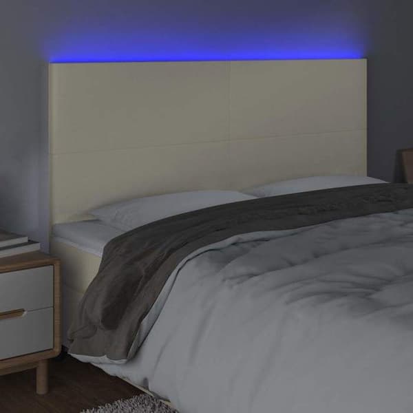 Maison Exclusive - LED Hovedgærde Creme 160x5x118/128 cm Simililæder