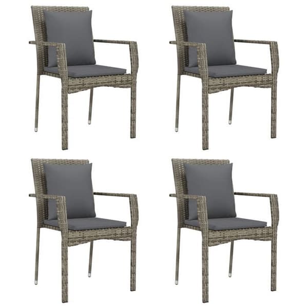 Maison Exclusive - Trädgårdsset 5 delar med grå kuddar i flätad resin