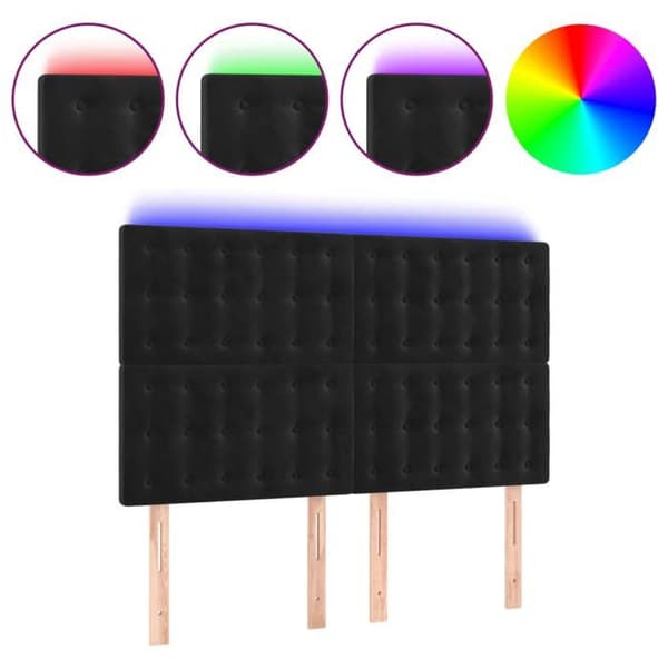 Maison Exclusive - LED-päätymustalla 144x5x118/128 cm sametti Svart