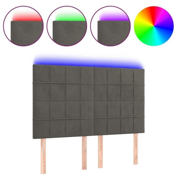 Maison Exclusive - LED Hovedgærde Mørkegrå 144x5x118/128 cm Velour mörkgrå