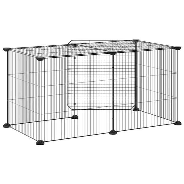 Maison Exclusive - Kæledyrbur med 8 paneler og dør Sort 70x35x35 cm