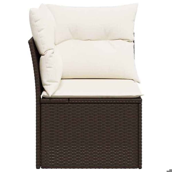 Maison Exclusive - Utehörnsoffa med bruna kuddar i flätad resin Marron (kuddar)