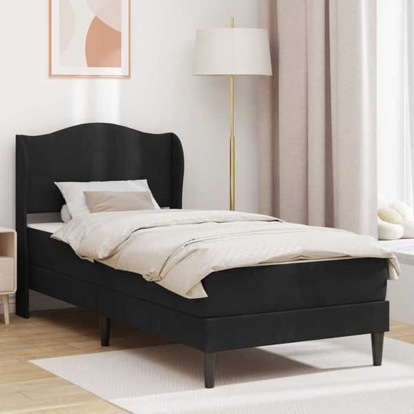 Sengestel - EKSKLUSIV HUS - 80 x 200 cm - Velour - Hovedgærde inkluderet - Opbevaring under seng Svart