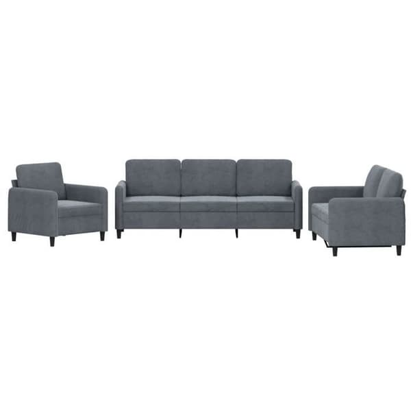 Sofa sæt - MAISON EXCLUSIVE - 3 dele - Mørkegrå velour - Metal- og krydsfinerstruktur - Blød siddeplads Mörkgrå
