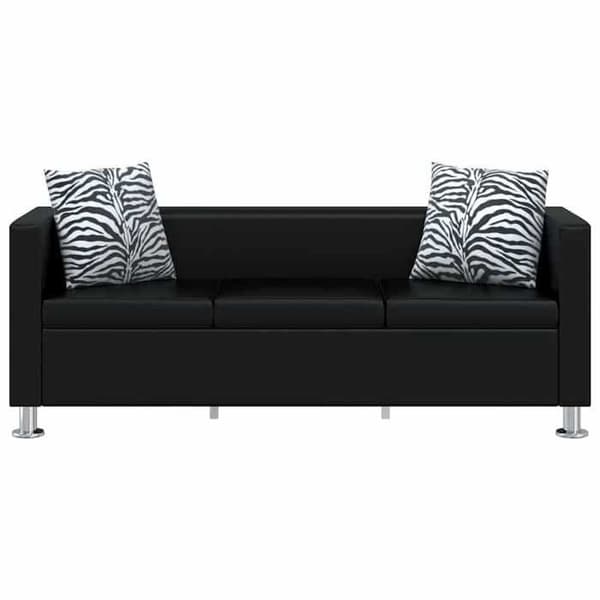 Maison Exclusive - Sofa til 3 personer i sort kunstlæder Svart