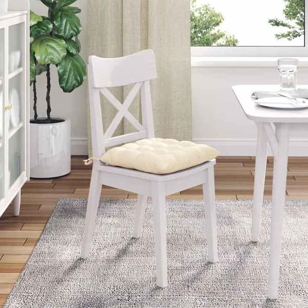 Sæde pude - EKSKLUSIV HUS - Sæt 4 - Fløjl - 40 x 40 x 6 cm - Creme Grädde