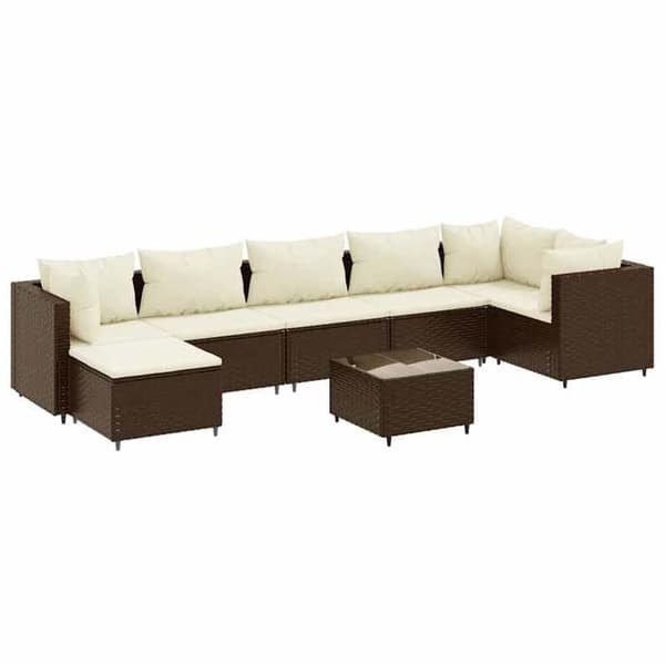 Maison Exclusive - Trädgårdsmöbler med kuddar 8 delar brun flätad resin brun