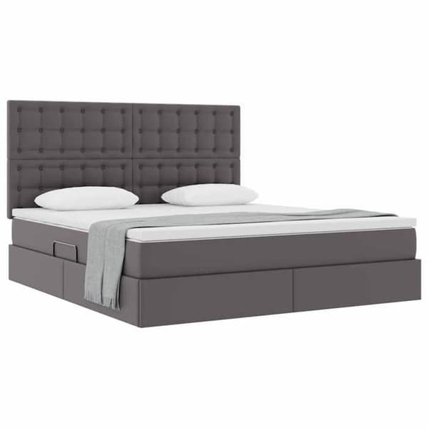 Sängram - MAISON EXCLUSIVE - Maison Exclusive - 180 x 200 cm - Grå konstläder - Hydraulisk förvaring Grå