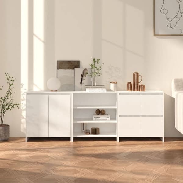 Maison Exclusive - 3 stk. Buffet Hvid Ingeniørtræ Vit
