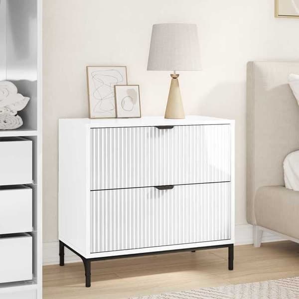 Maison Exclusive - Sängbord Vit glansig 63,5 x 36 x 61 cm Strålande vit