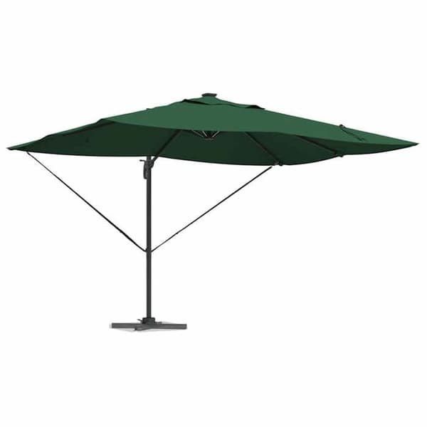 Parasol med sidearm - EKSKLUSIV HUS - Roma - 352x251x265 cm - Polyester & aluminium - Solenergi LED belysning Grön
