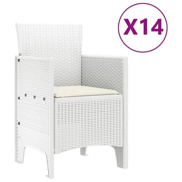 Maison Exclusive - Trädgårdsmöbelset med kuddar 15 delar Vit