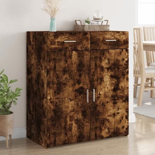 Maison Exclusive - Buffé ek rökig 80x42,5x93 cm ingenjörsträ