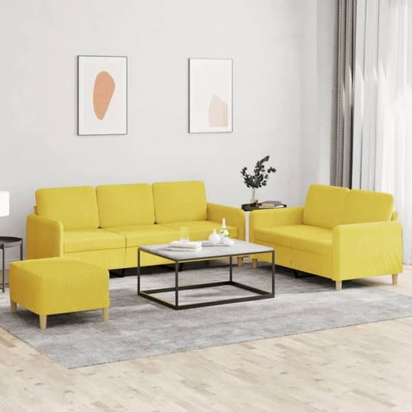 Maison Exclusive - Sæt af 3 sofaer med puder Lys gul Stof