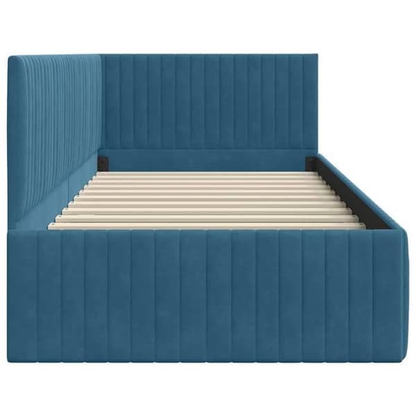 Maison Exclusive - Blå hörnsängram 90 cm x 190 cm Sammet