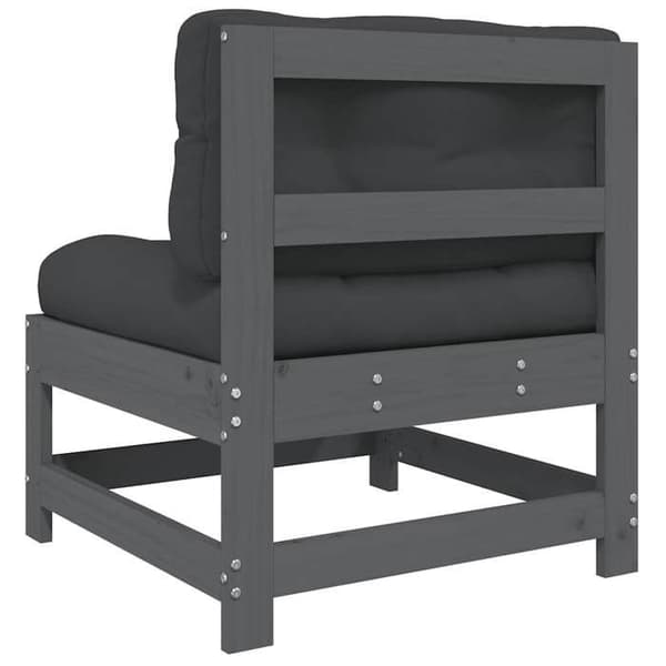 Maison Exclusive - Central soffa med grå kuddar i massivt furu