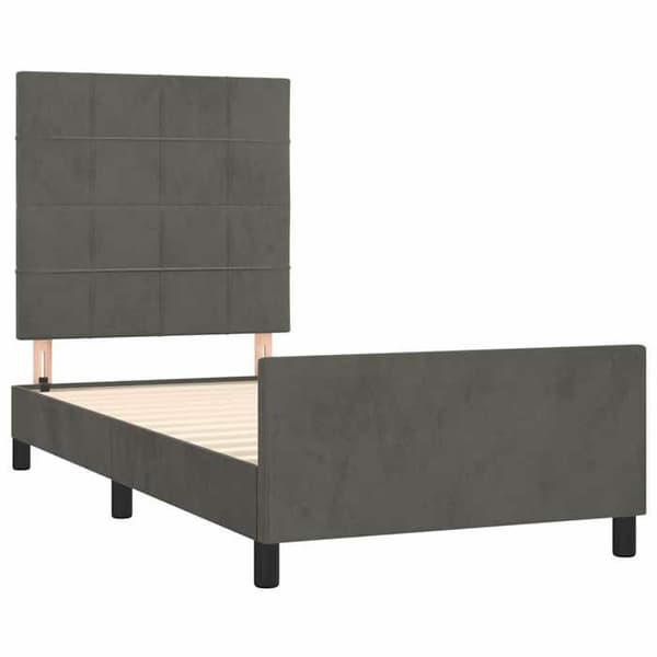 Maison Exclusive - Sängram utan madrass mörkgrå 90x190 cm sammet