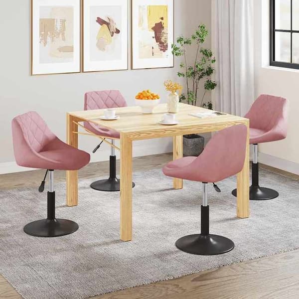 Maison Exclusive - Snurrande matstolar set om 4 rosa sammet