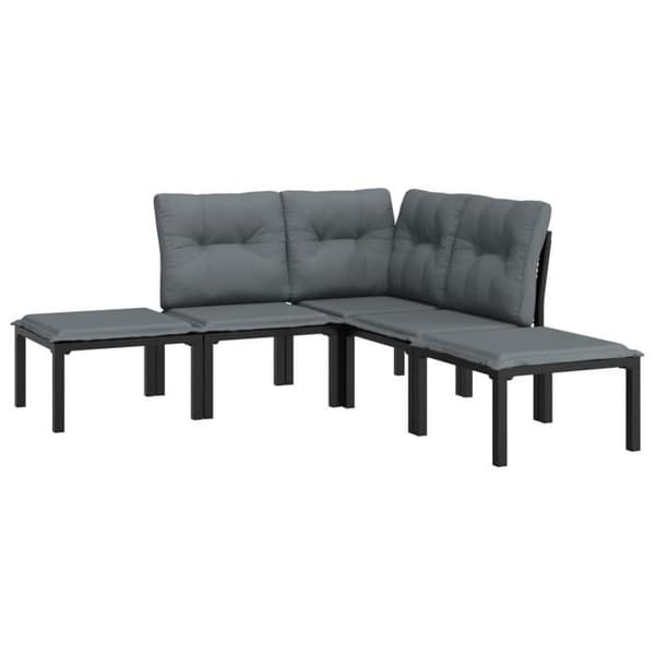 Trädgårdsmöbler - Exklusivt Hem - Modulerbar flätad resin - 5 delar - Grå/Svart