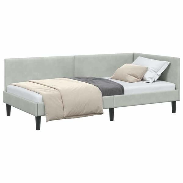 Maison Exclusive - Ljust grått hörnsängram 90 cm x 200 cm Sammet