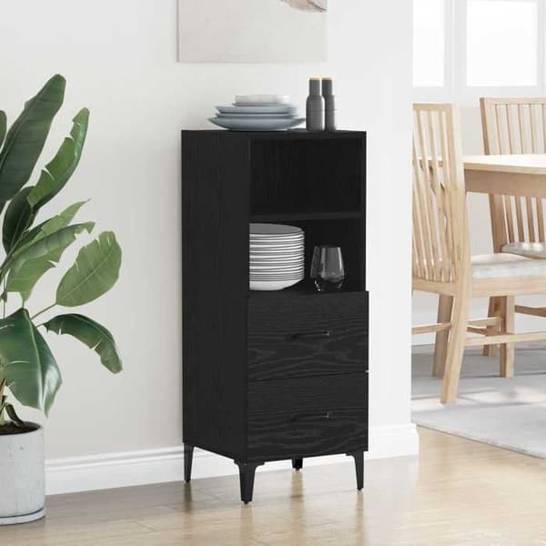 Maison Exclusive - Buffet Sort egetræ 34 x 34,5 x 90 cm Ingeniørtræ svart ek