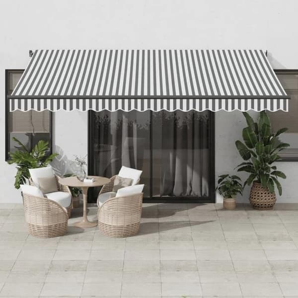 Maison Exclusive - Fällbart tak i antracit och vitt 450 × 350 cm Polyester