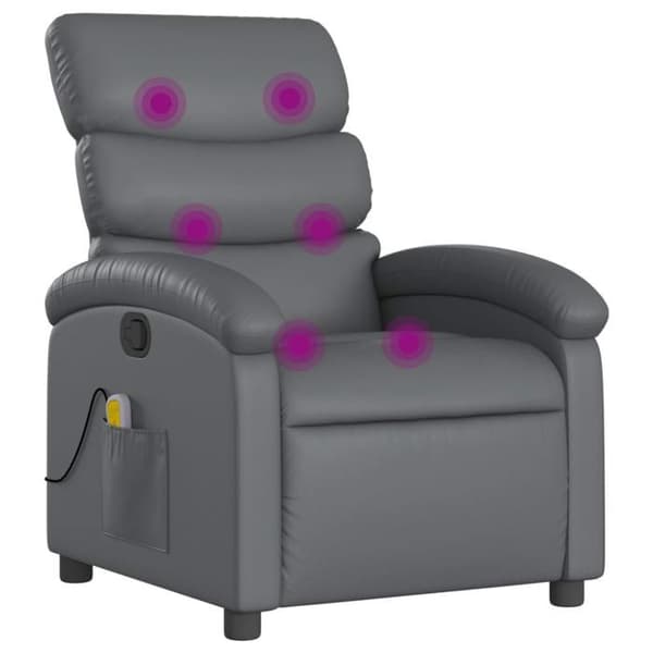 Maison Exclusive - Grå læderlook massage stol med vippefunktion