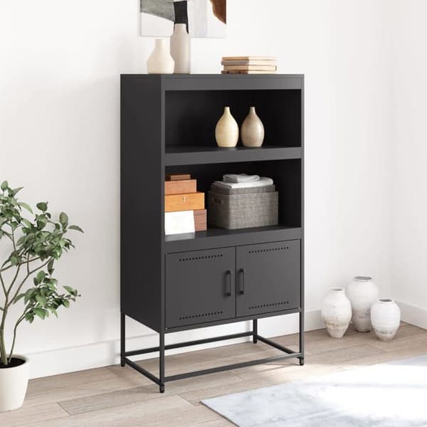 Maison Exclusive - Sort høj buffet 68,5x38,5x123,5 cm stål Svart