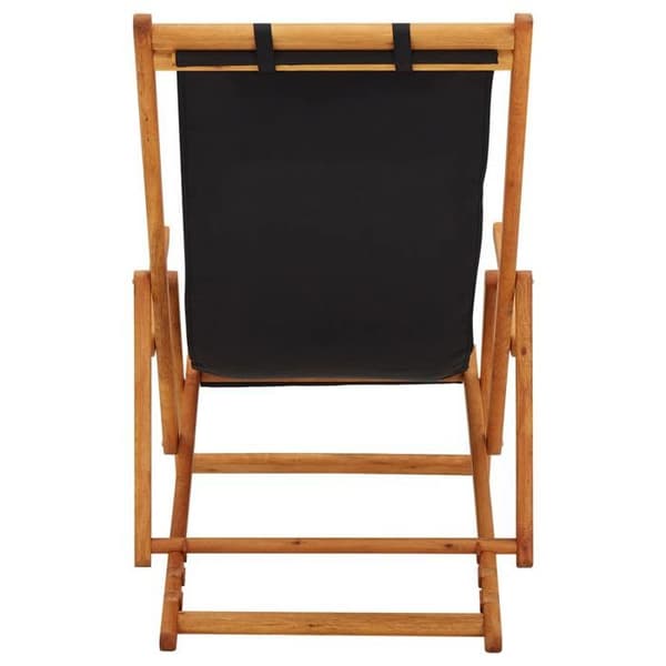Maison Exclusive - Sammenklappelig strandstol i solid eucalyptus træ og sort stof