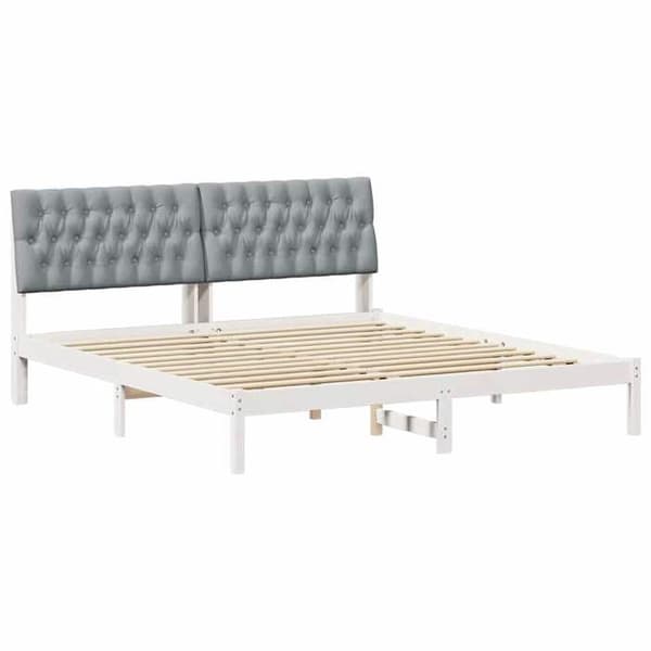 Maison Exclusive - Vuodekehys pehmustetulla päädyllä Valkoinen 180 x 200 cm Vit