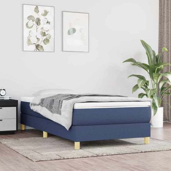 Maison Exclusive - Sängram med ribbor blå 80x200 cm tyg blå