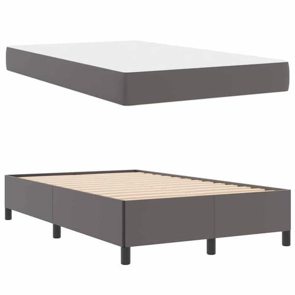 Sängram med madrass - EXKLUSIV HEM - 120 x 190 cm - Grå - Trä (paneler) - Pocketfjädermadrass Grå