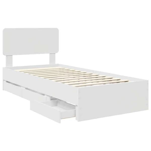 Maison Exclusive - Sängram med låda Vit 75 x 190 cm Ingenjörsträ