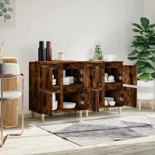 Maison Exclusive - Bufféer 2 st rökt ek 60x35x70 cm ingenjörsträ