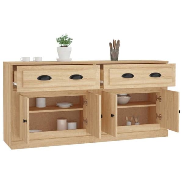 Maison Exclusive - Buffeter 2 stk. egetræ sonoma ingeniørtræ sonoma ek