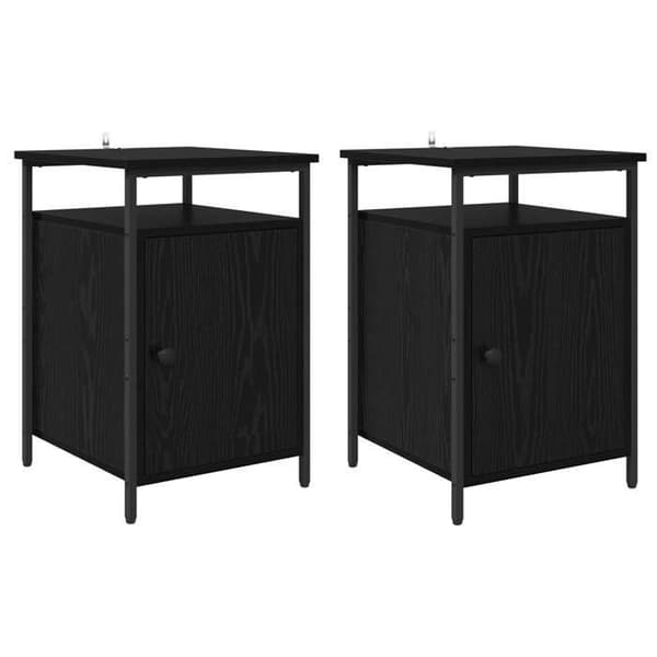 Maison Exclusive - Natbord 2 dele Sort eg 40 x 42 x 60cm