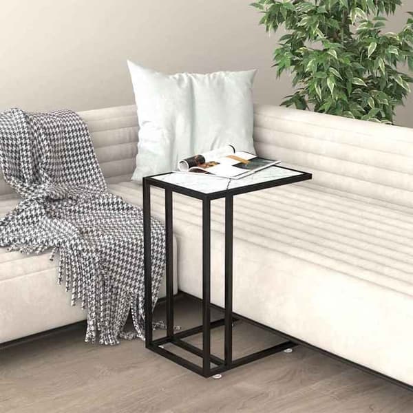 Maison Exclusive - Skrivbordstablå i marmor vit 50x35x65cm Härdat glas Vit marmor