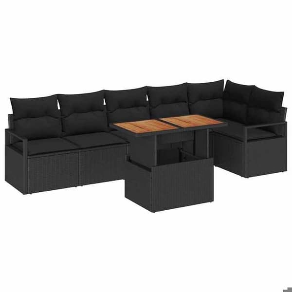 Maison Exclusive - 7-osainen puutarhakalustesarja 6-hengen musta