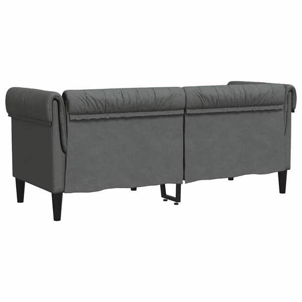 Sofa - EKSKLUSIVT HUS - Chesterfield - Mørkegrå - Polyester - Rullede armlæn Mörkgrå